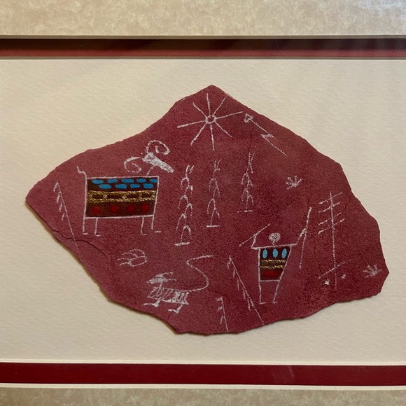 Set of 4 Vintage Larry Beck Hand Painted Petroglyphs on Stone - Picture 4 of 12